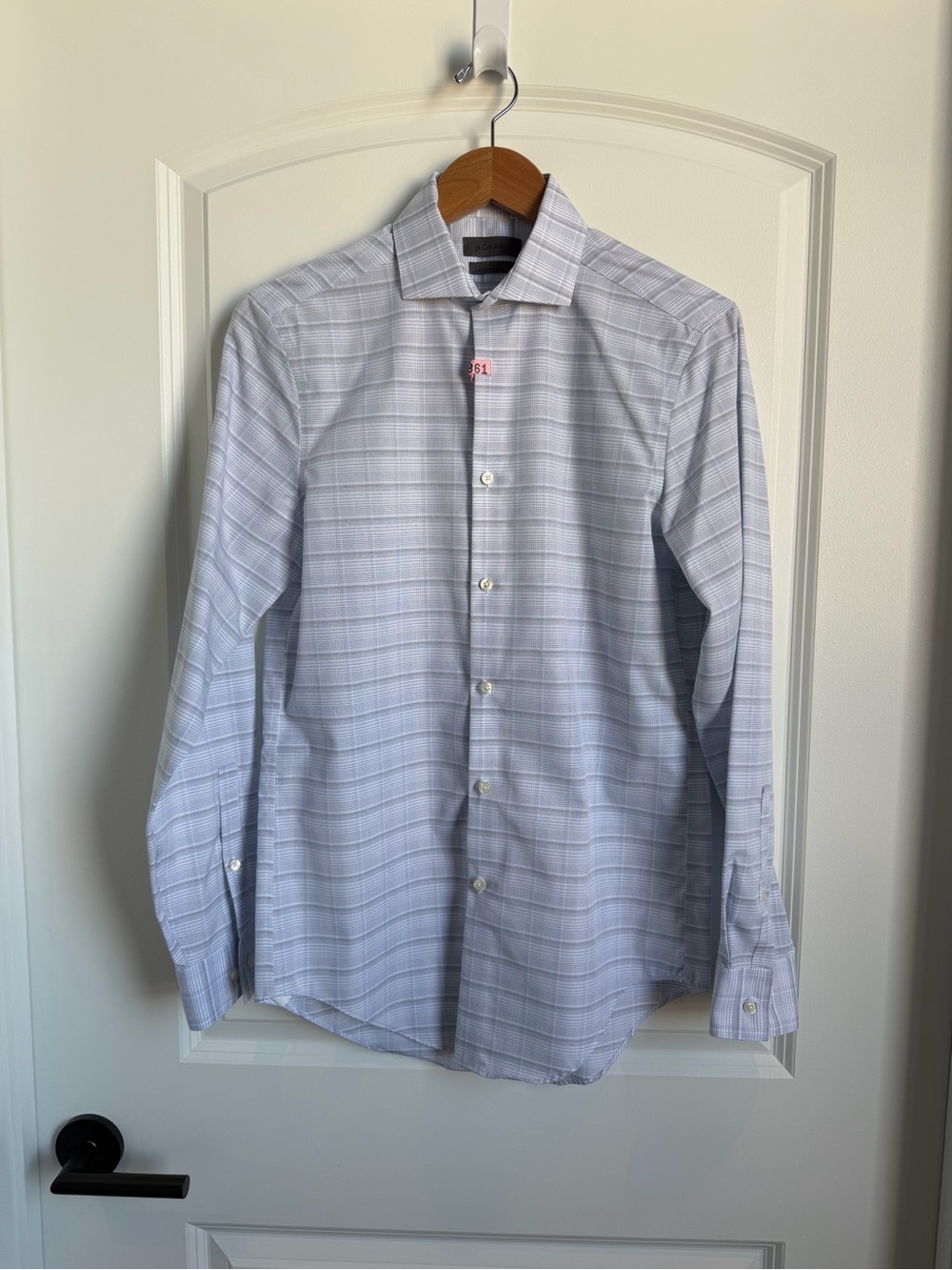 Calvin Klein Men’s Light Gray Plaid Slim Fit Dress Shirt